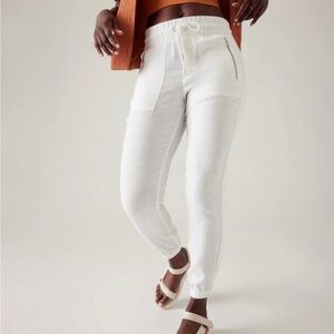 Athleta Cabo Linen Jogger in White